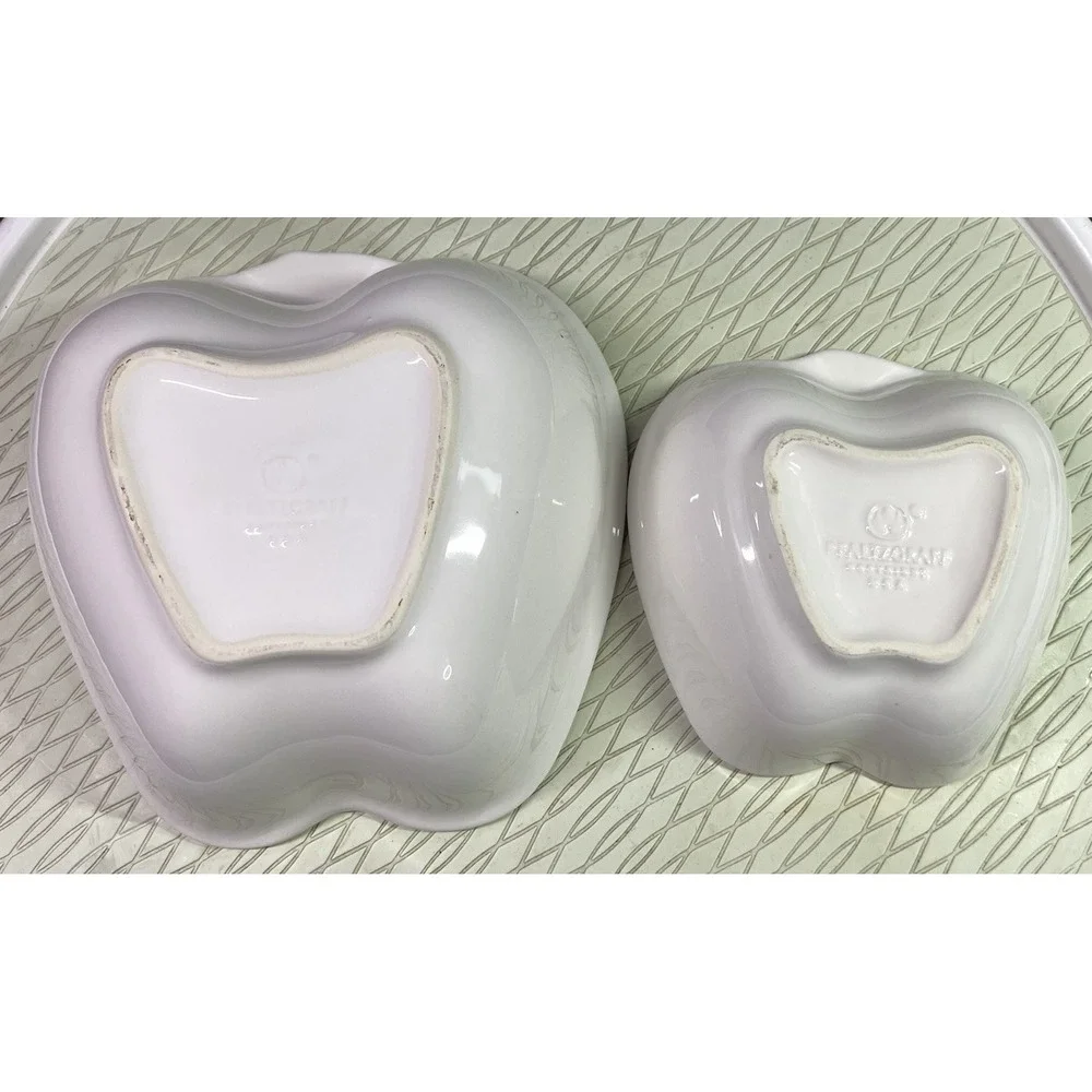 PFALTZGRAFF Vintage APPLE Shaped Set of TWO White bowls EUC‎
